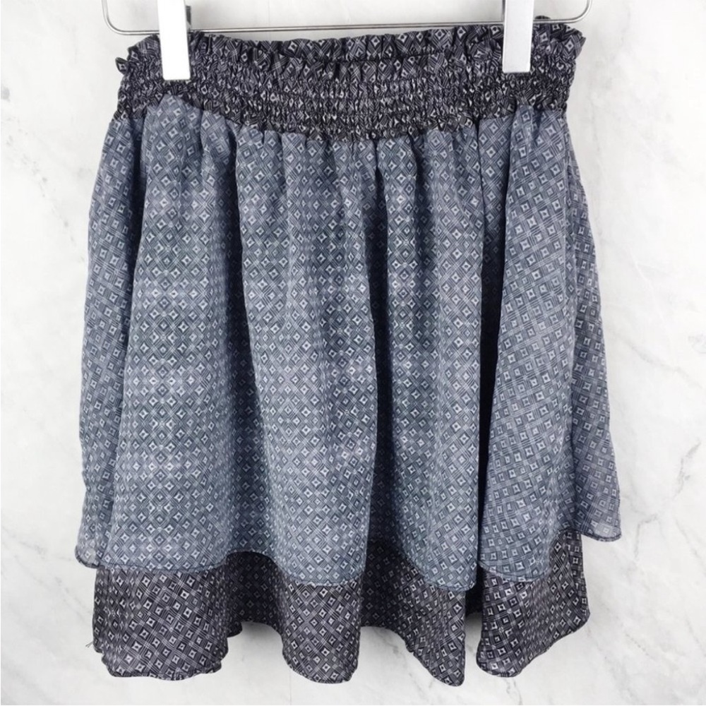 Whitney Eve Quartz Gray Blue Print Mini Skirt NWT